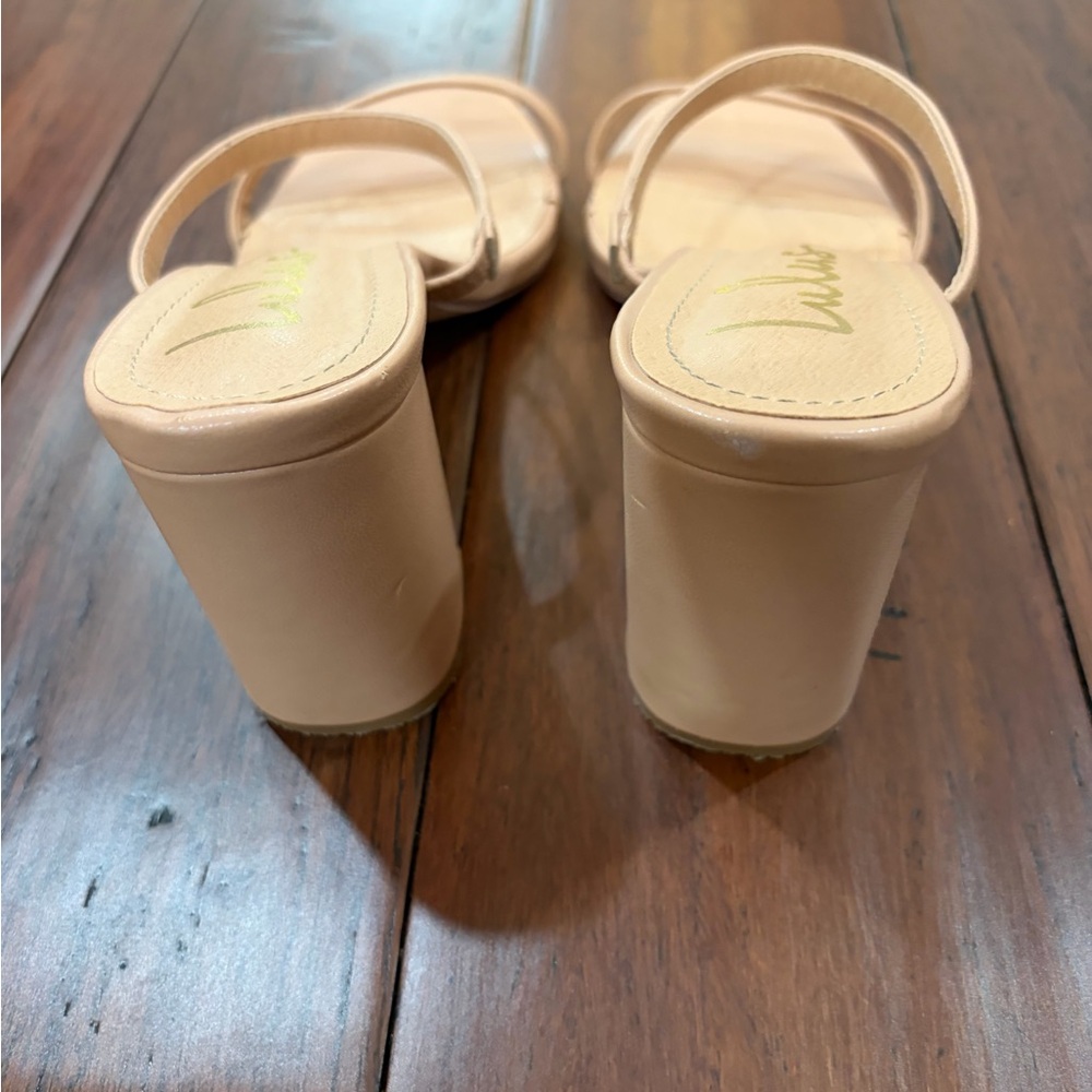 Lulu's Blush Nude Two-Strap Square-Toe Heeled San… - image 3